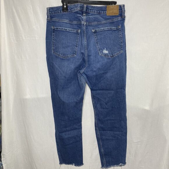 AEROPOSTALE Jeans Mom Fit Destroyed Raw Hem Distressed High Waist Womens 16 Blue - Picture 2 of 9